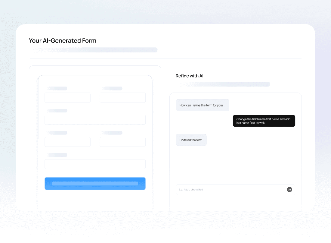 Let MakeForms AI update your form in a ChatGPT style